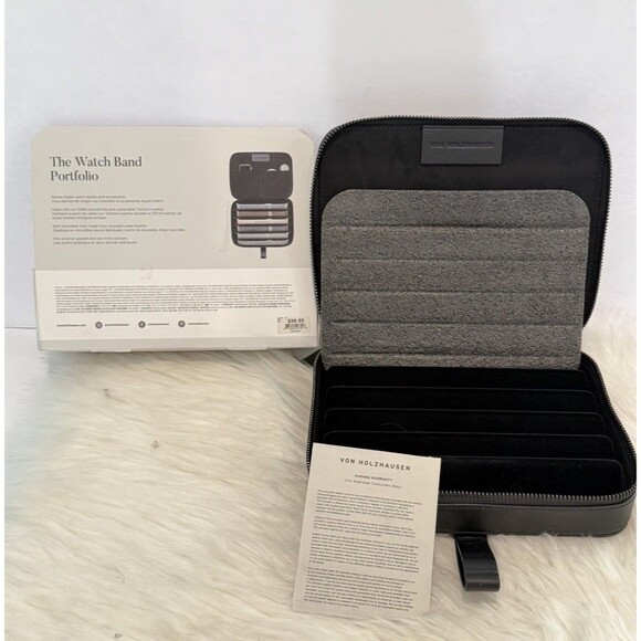 Von Holzhausen Watch Band Portfolio for Apple Zipper Case Leather Black - Picture 10 of 15